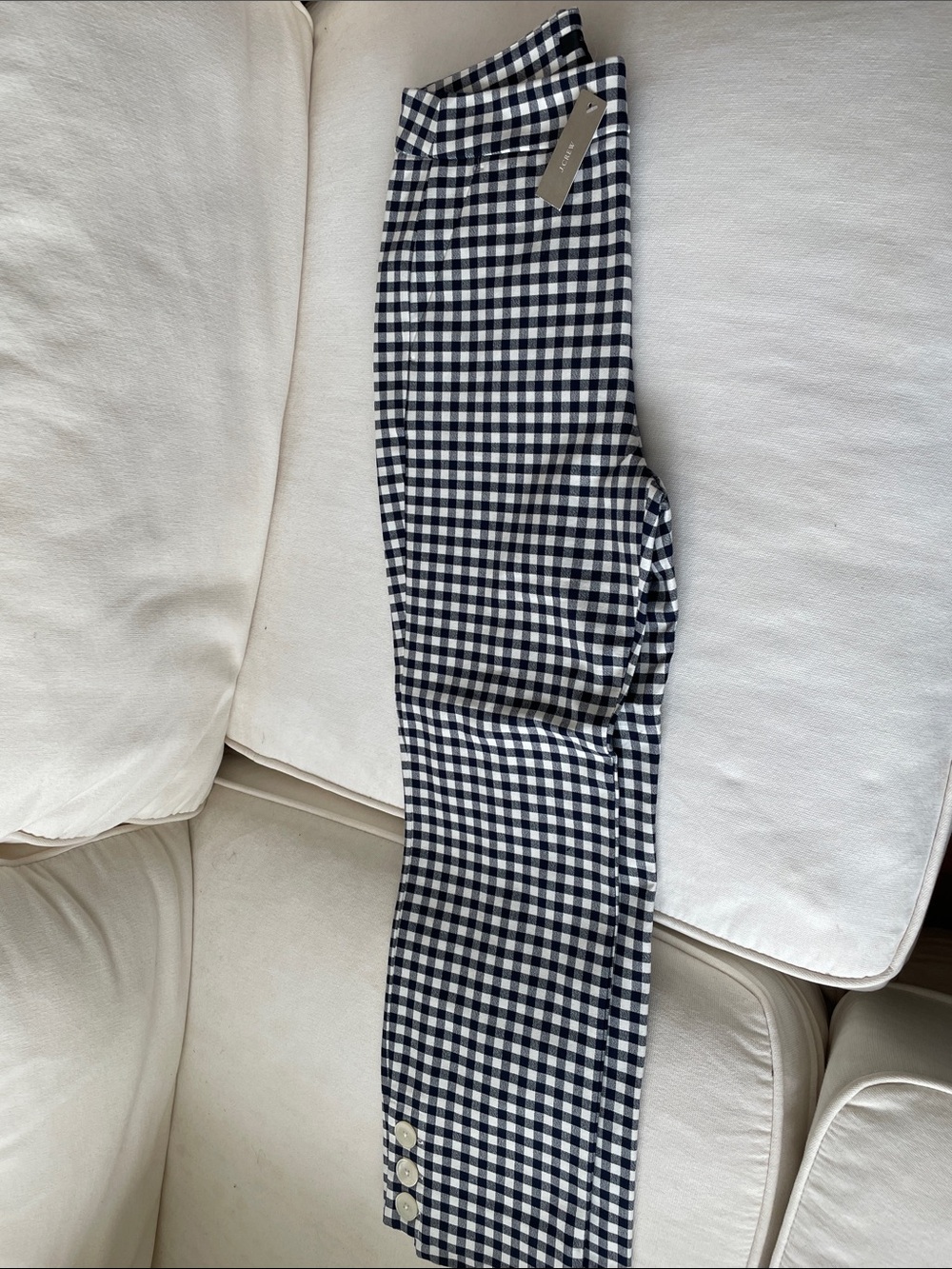 J. Crew Navy and White Gingham Pants